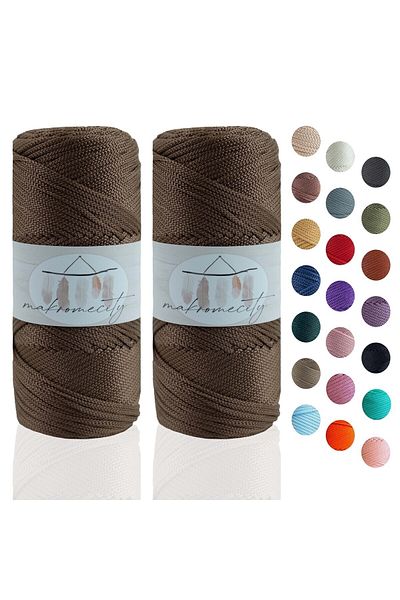 Makromecity Premium 200 Gr 230m Πολυεστερικό Μακραμέ Σχοινί Καφέ 2mm Supla Σχοινί και Κλωστή Τσάντας (2x100 γραμμάρια)