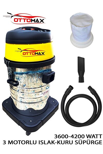 OTTOMAX OTX-55-3-WDM 4200 Watt 3 Motorlu Islak Kuru Sanayi Tipi Oto Süpürgesi...