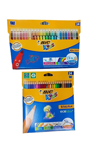 Bic BİC 24 LÜ KURU BOYA - 24 LÜ KEÇELİ KALEM