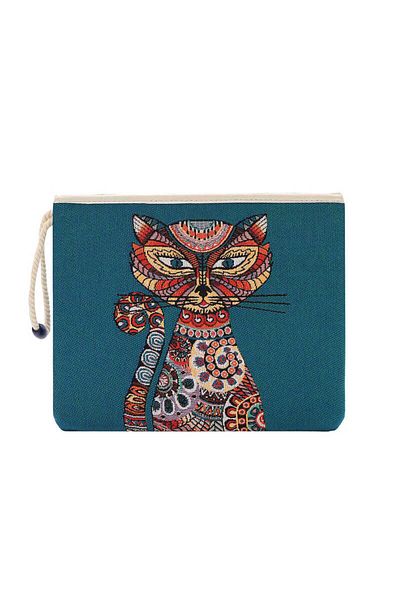 Bursa İpek Cat Pattern Tapestry Handbag