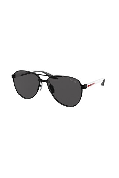 Prada PR51Y1BO-06F61 Erkek Güneş Gözlüğü Siyah Metal Çerçeveli Damla Füme Len...