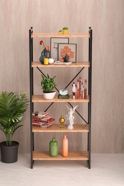 ilkal Bookcase 5 Shelves Walnut 180 cm