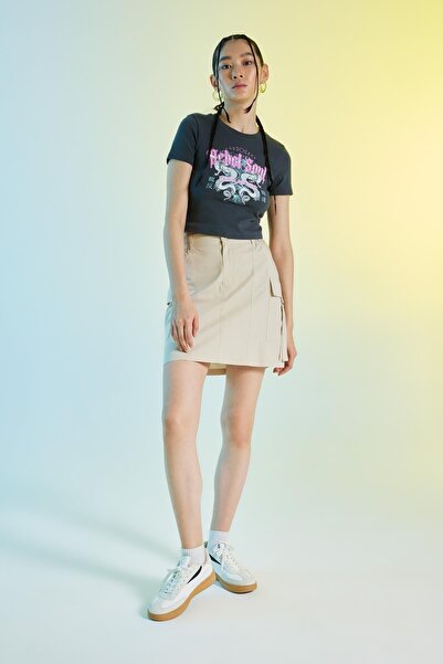 DeFacto Coool Cargo Fit Poplin Mini 100% Cotton Skirt A5451ax23sm