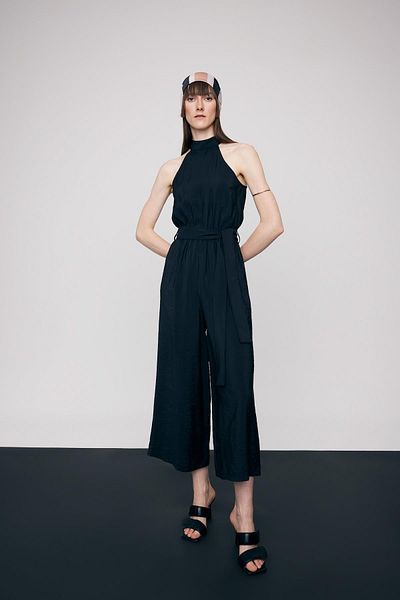 DeFacto Black Modal Sleeveless Halter Neck Long Jumpsuit - A5998ax23sm