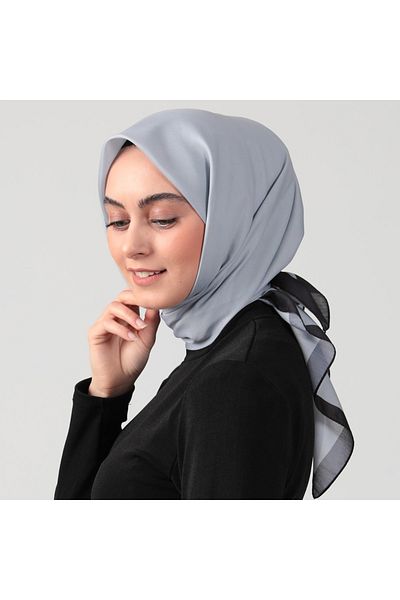 ipekistanbul Eșarfă din mătase din bumbac - Culoare uni - Gri
