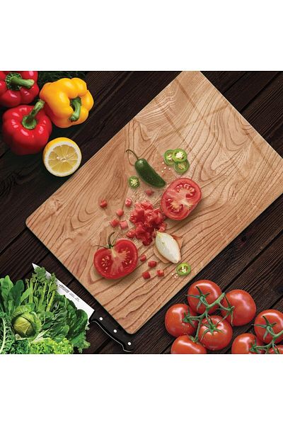 Decovetro 30x40cm Wooden Patterned Glass Cutting and Presentation Table - Wavy