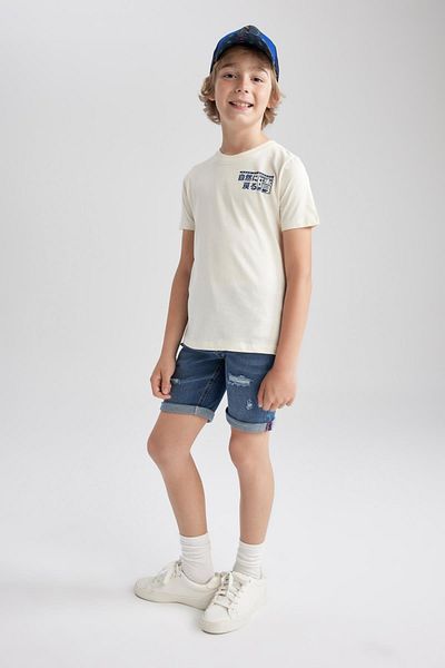 DeFacto Boy's Crew Neck Printed Short Sleeve T-Shirt A2406a823sm