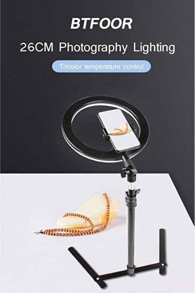PİNK İTHALAT 10inç Masa Ürün Çekim Led Işıklı Telefon Tripod Standı Profesyon...