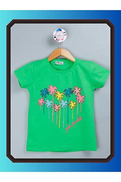 edoy Tricou pentru fete, colorat și distractiv, cu imprimeu palmier în formă ...