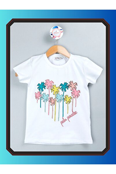 edoy تي شيرت بناتي ملون وممتع على شكل قلب بنمط النخيل من القطن