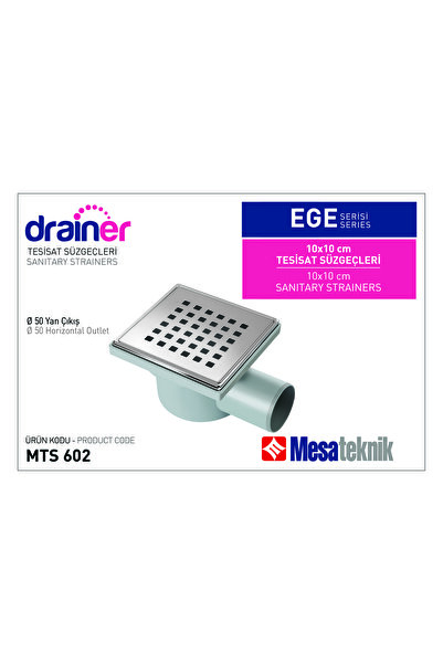 Mesateknik Drainer® Mts 602 Ege Serisi 10*10 Cm Ø 50mm Yan Çıkışlı Tesisat Sü...