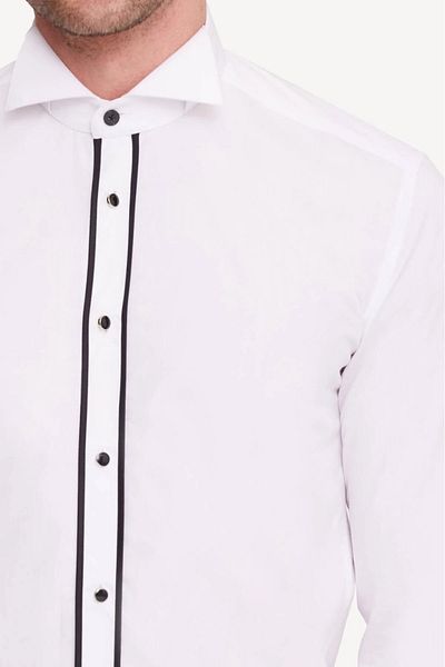 RAGAZZO Cămașă neagră cu guler Ata, cu nasturi, slim fit