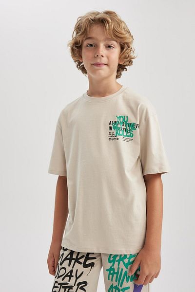 DeFacto Boy's Oversize Fit Crew Neck Printed Short Sleeve T-Shirt A6401a823sm