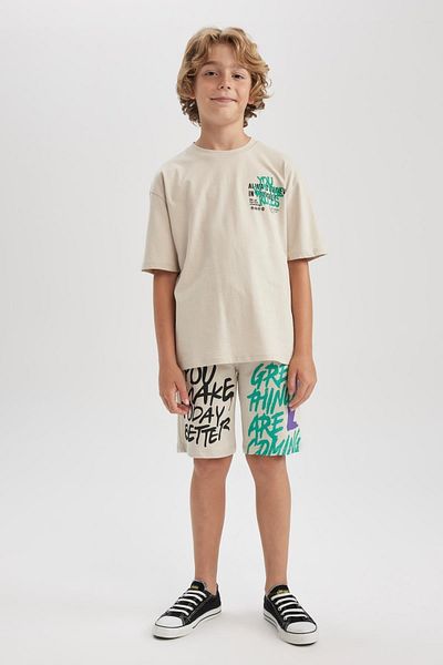 DeFacto Boy's Oversize Fit Crew Neck Printed Short Sleeve T-Shirt A6401a823sm