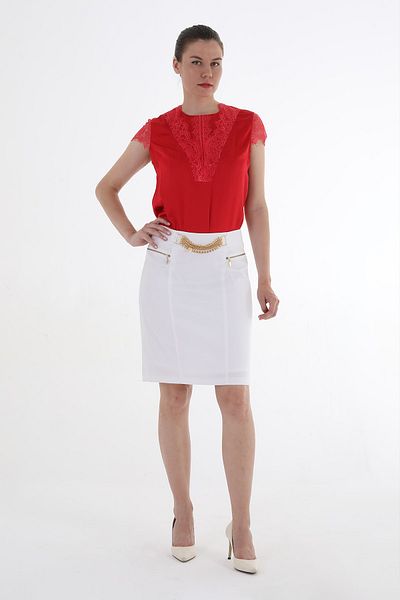 Balizza BLZ-BELI CHAIN ACCESSORIES Closed POCKET TOP STONE DESIGN ZIPPERED SKIRT