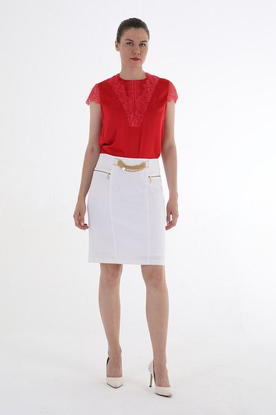 Balizza BLZ-BELI CHAIN ACCESSORIES Closed POCKET TOP STONE DESIGN ZIPPERED SKIRT