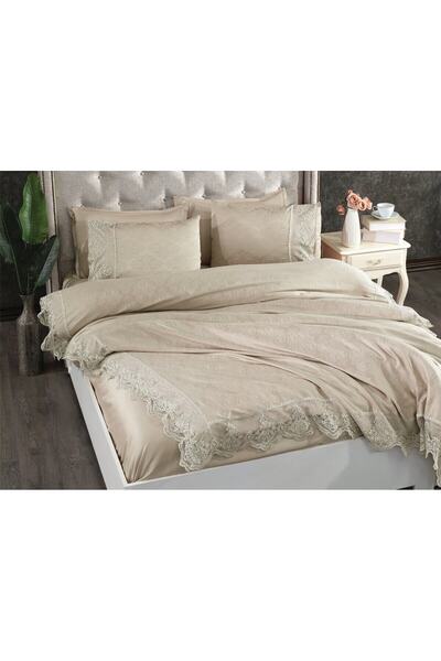 ALACA HOME COLLECTİON طقم غطاء لحاف مزدوج من جبر سوفت ستين اسطنبول مكون من 6 قطع