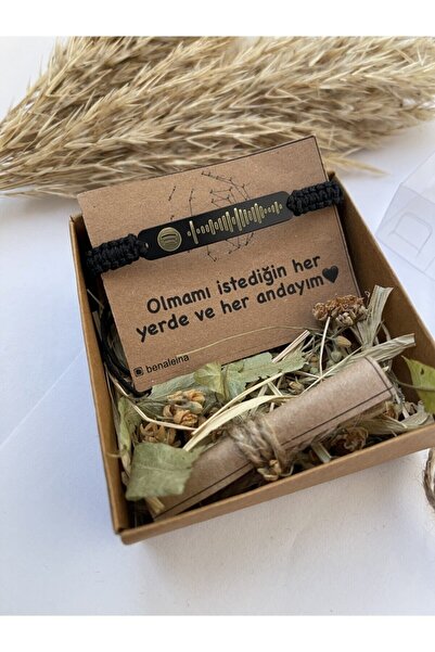 Ben Aleina Spotify Bileklik Erkek Hediye Kutu Siyah Spotify