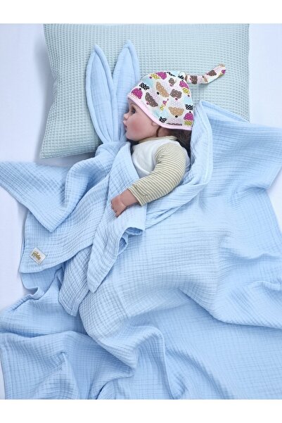 Yada Baby طقم بطانية وصديق للنوم مصنوع من القطن العضوي بأربع طبقات من قماش ال...