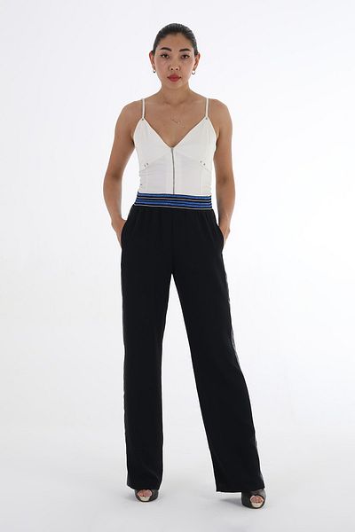 Balizza BLZ-BELI AND SHINY STRIPES ON THE SIDES HIGH WAIST WIDE LEG PANTS