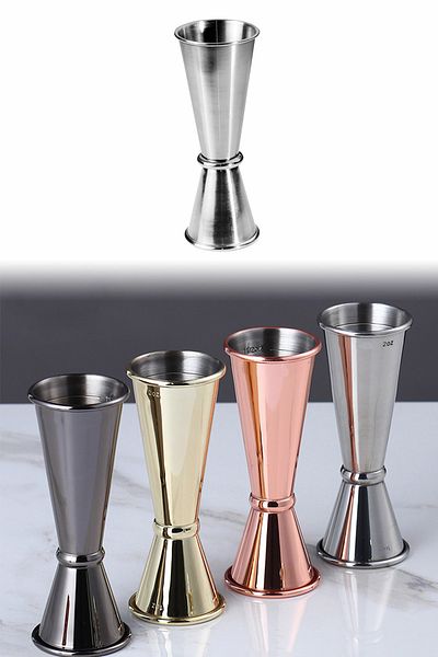 Binbirreyon Jigger Cocktail Measuring Cup Double Sided 3/6cl Stainless Steel Grey RA321