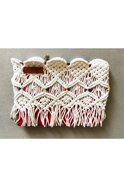 Harmanı, Makrome Örgü El Çantası; %100 Pamuk (Handmade) Makrome Portföy Çanta.