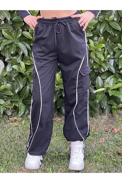 Gofeel Vintage Line Detail Cargo Pocket Trotters Baggy Sweatpants