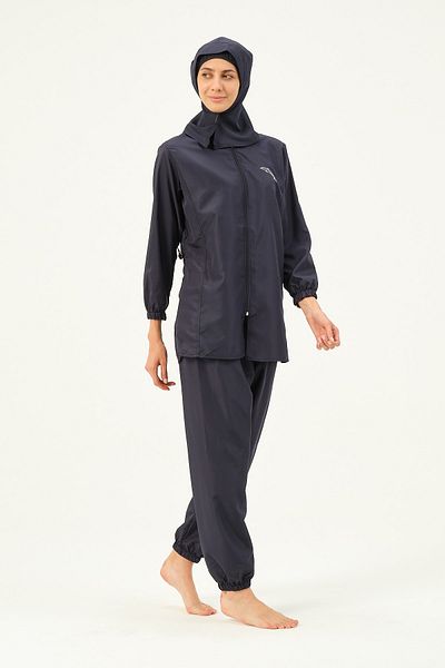 vawensea Women's Solid Color Parachute Hijab Swimsuit Set of 4 Navy Blue (WIDE SIZE RANGE)
