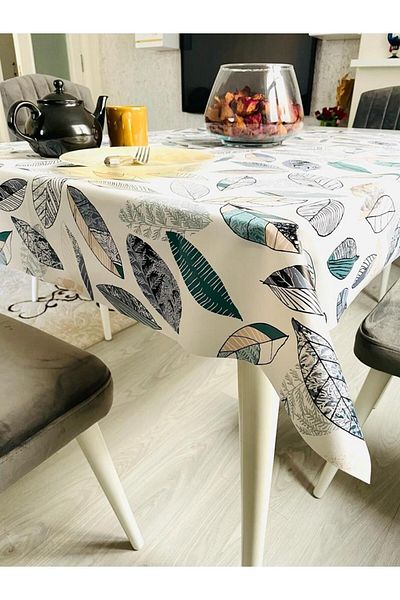 LİMAY Leaf Pattern 1stClass Pvc Tablecloth Wipeable/washable