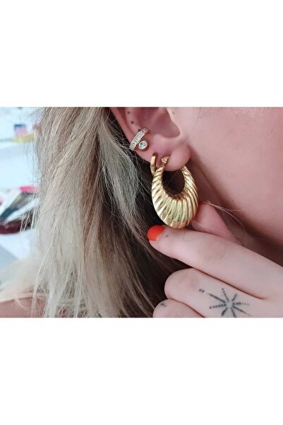 selenceaksesuar Vintage Bombeli Çelik Küpe