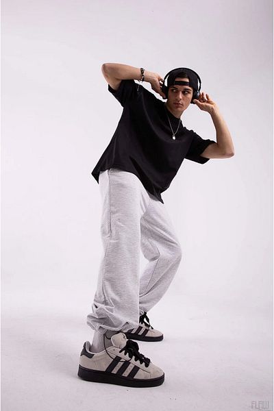 Gofeel Gray Colored Atelier Logo Embroidered Adjustable Leg Unisex Sweatpants