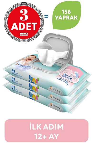 Uni Baby First Step 52 Wet Towels 3 Pieces