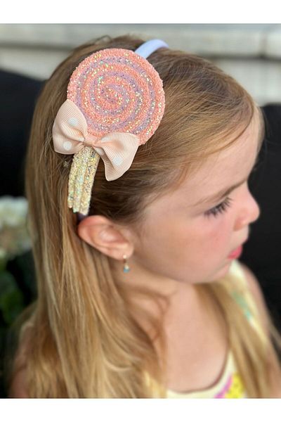 QUEEN AKSESUAR Luxury fashion giant glitter lollipop with candy bow crown female child crown puppy orange