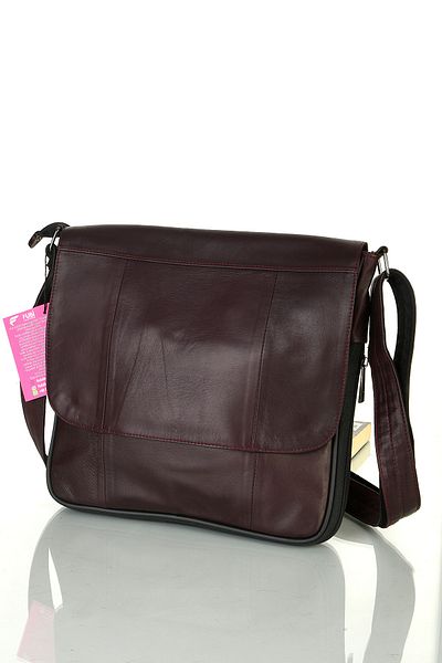 fubileather Geantă Crossman din piele naturală cu burduf