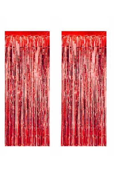 PartiVar Red Tufted Glittering Background Door Curtain 90×240 Cm