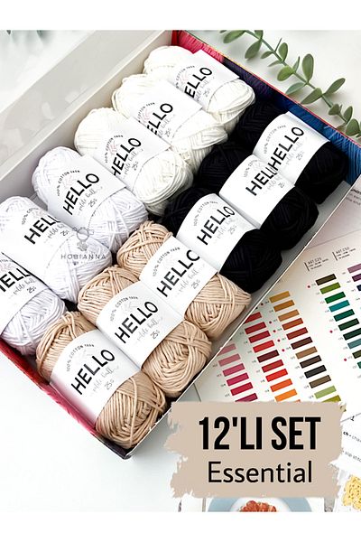 Hobianna Hello Punch & Amigurumi 12-Piece Thread Set - Essential