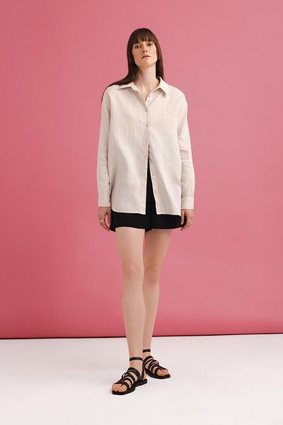 DeFacto Oversize Fit 100% vászon hosszú ujjú ing