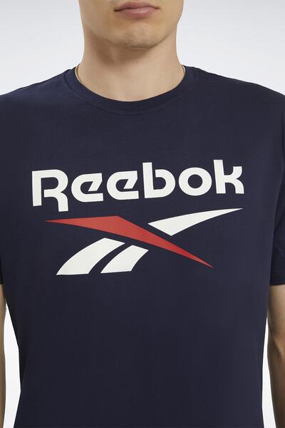 Reebok IDENTITY STACKED L Lacivert Erkek Kısa Kol T-Shirt