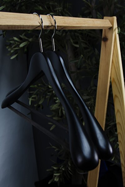NYN 12 Pieces Black Wooden Suit and Jacket - Hanger with Bar