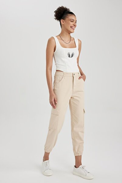 DeFacto Παντελόνι Cool Cargo Jogger Normal Waist Gabardine 100% βαμβακερό