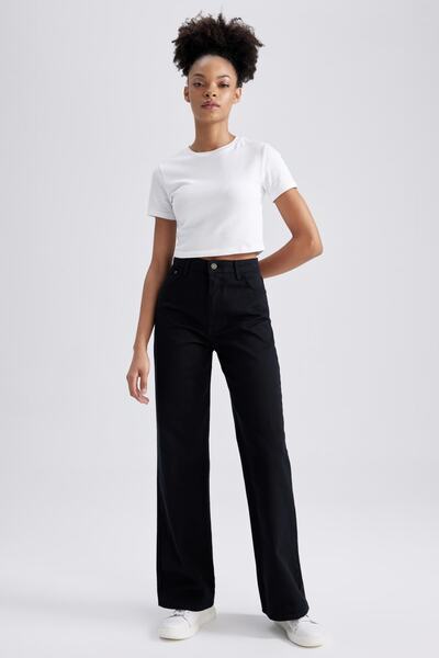 DeFacto Wide Leg Wide Leg Gabardine 100% Cotton Trousers