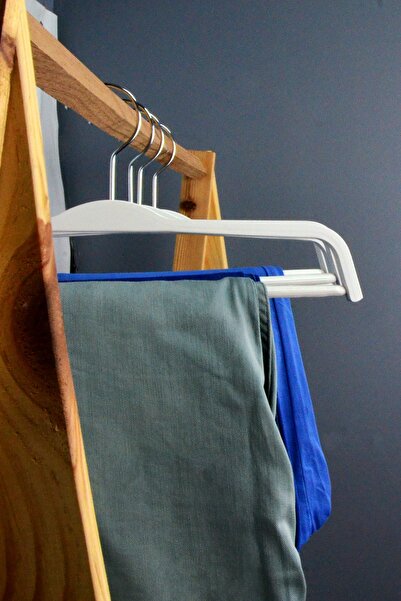 NYN Wooden Bar Trouser Hanger White Color 4 Pieces