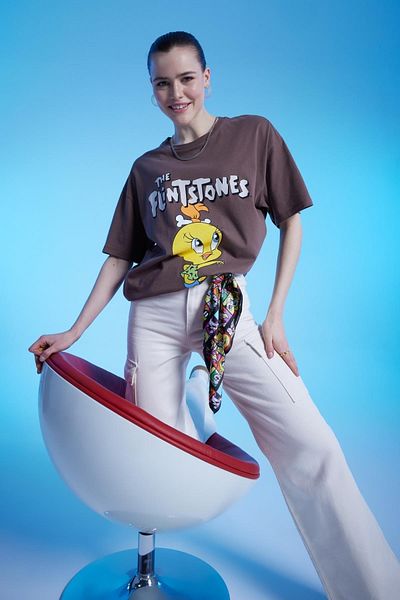 DeFacto Cool Warner Bros 100th Anniversary Oversize Fit Printed Short Sleeve 100% Cotton T-Shirt