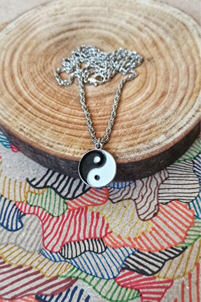 YAKIŞIR قلادة من الفولاذ المطلي بزاماك يينغ يانغ