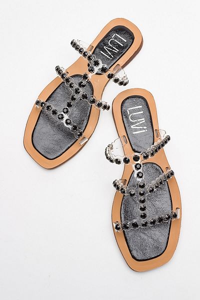 LuviShoes Γυναικείες παντόφλες FLEP Black Stone