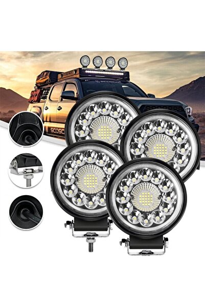 DEKOHOP 4 ADET Off Road 33 Led 99 Watt Yuvarlak Traktör Tır Kamyon Tekne Sis ...
