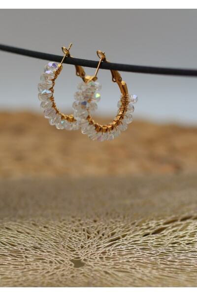 monalisatoka Kadın I Kristal Taşlı Gold Küpe