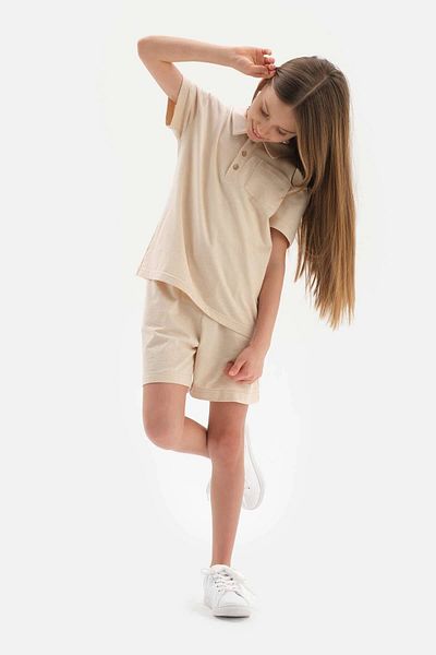 Dagi Beige, naturfarbene, zweifädige Unisex-Shorts aus heimischer Saatbaumwolle