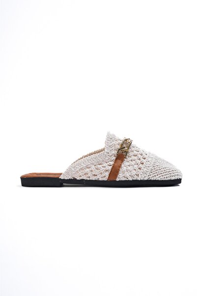 NESLİHAN KÖK Women's Straw Closed-Front Slippers
