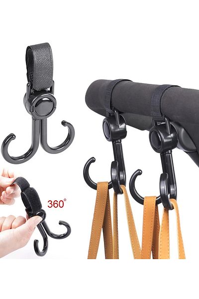 wentox 2-Piece Bicycle and Baby Stroller 2 Hooks Velcro Hanger